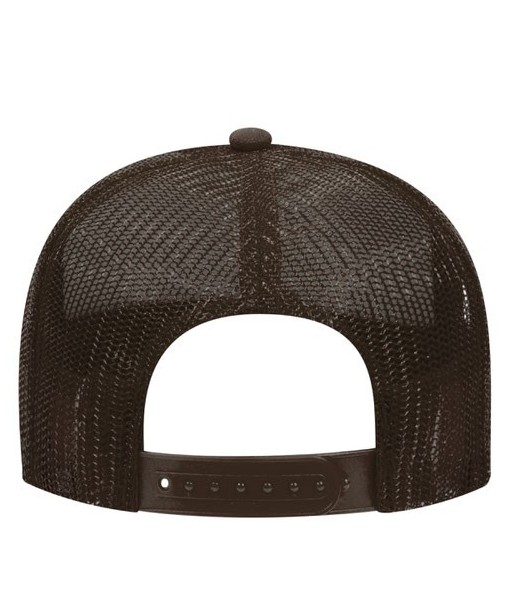 5 Panel Mid Profile Mesh Back Trucker Hat Brown/Tan/Brown