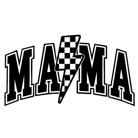 MAMA lightning bolt black checkered pattern 6"L x 3"H