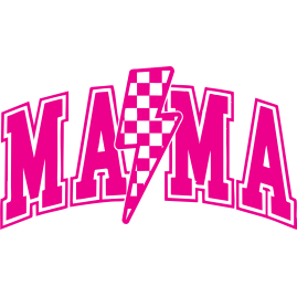 MAMA lightning bolt black checkered pattern 6"L x 3"H