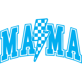 MAMA lightning bolt black checkered pattern 6"L x 3"H