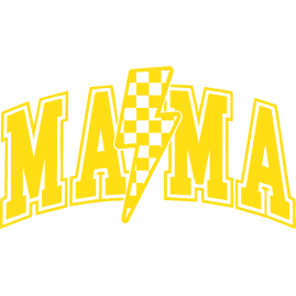 MAMA lightning bolt black checkered pattern 6"L x 3"H