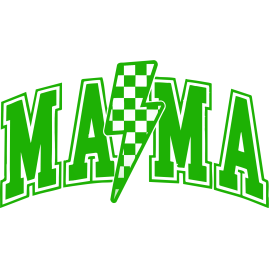 MAMA lightning bolt black checkered pattern 6"L x 3"H