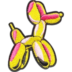 Yellow Pink White Black Outline Balloon Dog I/O