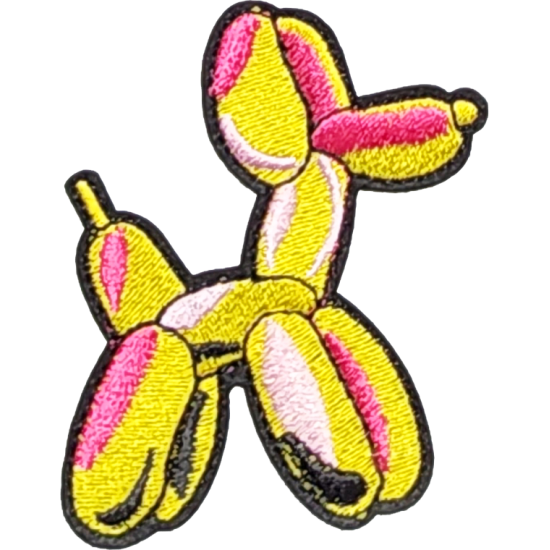 Yellow Pink White Black Outline Balloon Dog I/O