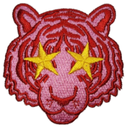 Pink Red Yellow Outline Tiger with Star Eyes I/O