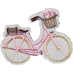 White Pink Brown Flowers Basket Bicycle I/O