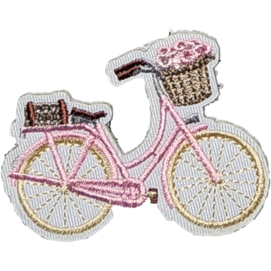 White Pink Brown Flowers Basket Bicycle I/O