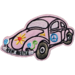 Pink White Blue Yellow Red Green Black Outline Beetle with Peace Symbols I/O
