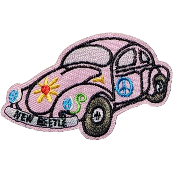 Pink White Blue Yellow Red Green Black Outline Beetle with Peace Symbols I/O