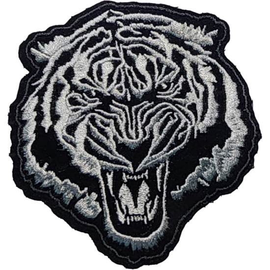 Black White Outline Tiger with Roaring Mouth I/O