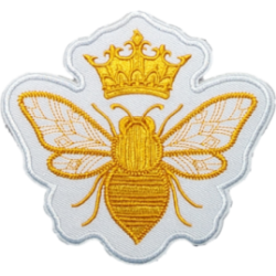 White Gold Outline Bee with Crown I/O