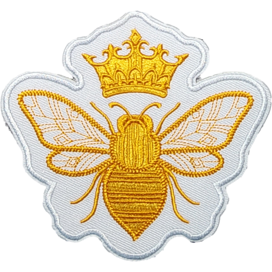 White Gold Outline Bee with Crown I/O
