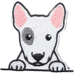 White Red Black Outline Dog with Paw Border I/O
