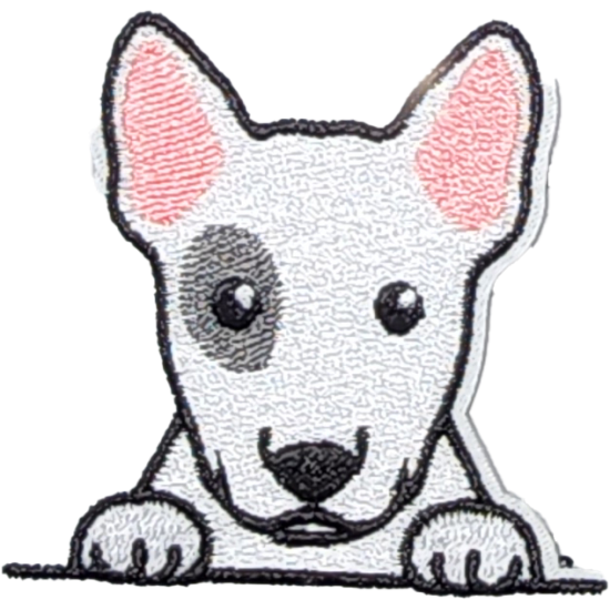 White Red Black Outline Dog with Paw Border I/O