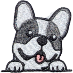 Gray Black Pink Black Outline Dog with Tongue I/O