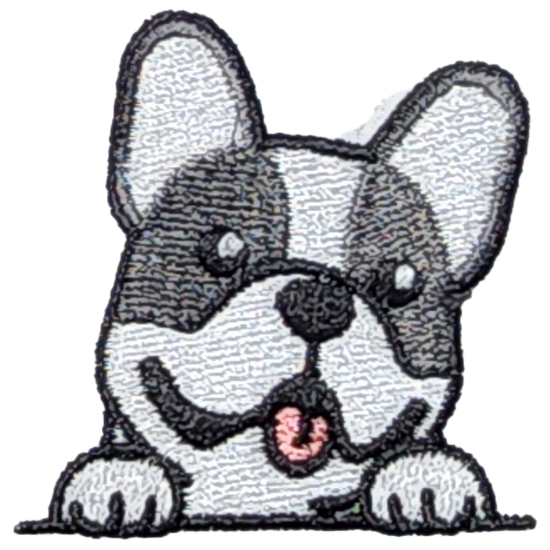Gray Black Pink Black Outline Dog with Tongue I/O