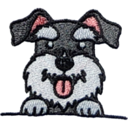 Gray Black Red White Outline Schnauzer with Tongue I/O