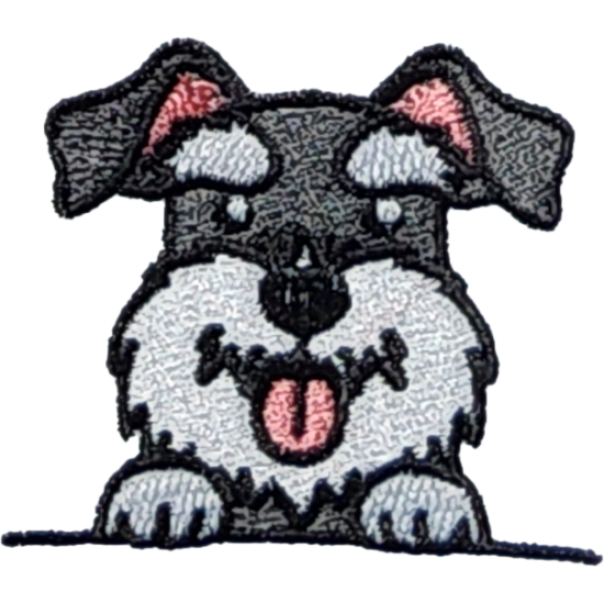 Gray Black Red White Outline Schnauzer with Tongue I/O