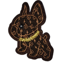 Brown Gold Black Outline Dog with Chain I/O
