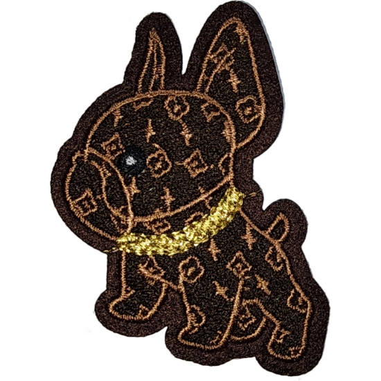 Brown Gold Black Outline Dog with Chain I/O