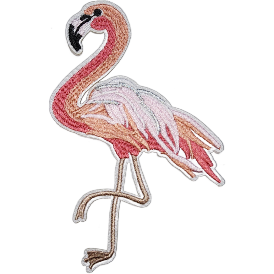 Pink Peach White Black Gray Outline Flamingo with Long Legs I/O
