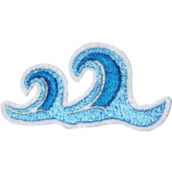 Blue White Gradient White Outline Wave with Curl I/O