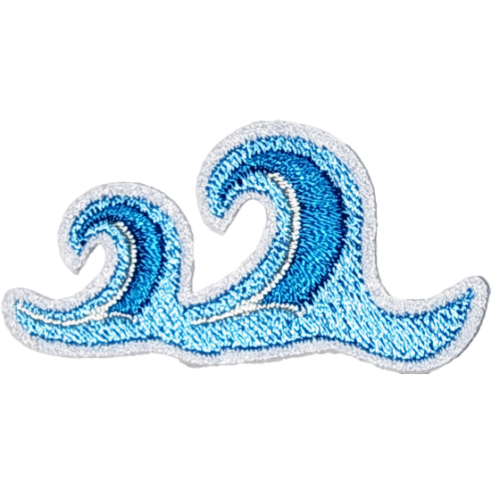 Blue White Gradient White Outline Wave with Curl I/O