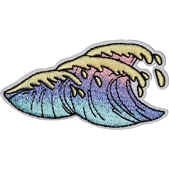 Yellow Pink Blue Ombre Gray Outline Wave with Water Drops I/O