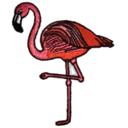 Red Black White Outline Flamingo with One Leg I/O