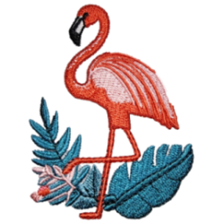Coral White Black Blue Flamingo with Leaves I/O