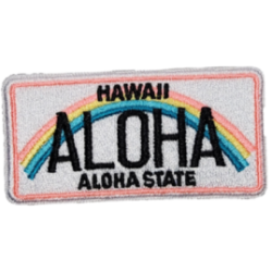 White Black Outline Aloha with Rainbow I/O