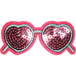 Pink Red Black Outline Heart Sunglasses with Sequins I/O