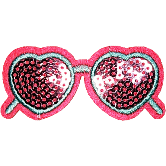 Pink Red Black Outline Heart Sunglasses with Sequins I/O