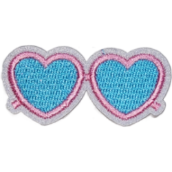 Blue Pink Outline Hearts with Textured Stitch I/O