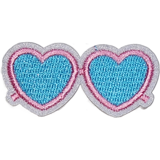 Blue Pink Outline Hearts with Textured Stitch I/O