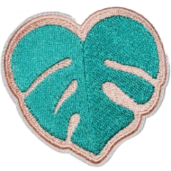 Turquoise Beige Outline Heart with Leaf Pattern I/O