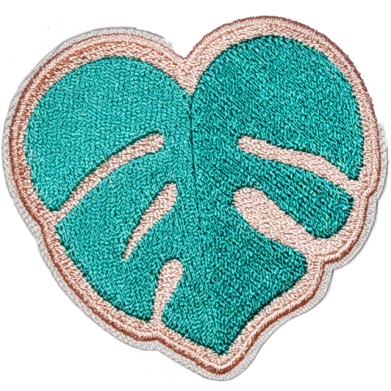 Turquoise Beige Outline Heart with Leaf Pattern I/O