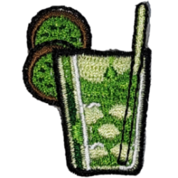 Green White Brown Black Outline Drink with Lime Slices I/O