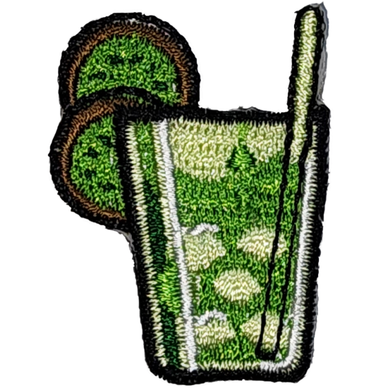 Green White Brown Black Outline Drink with Lime Slices I/O