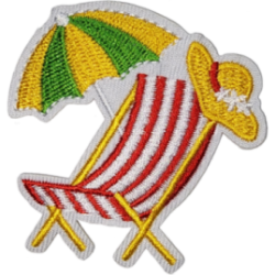 Yellow Green Umbrella Red White Stripes Chair with Hat I/O