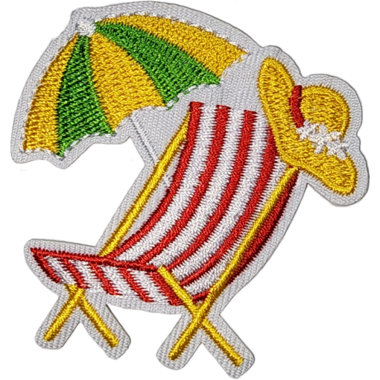 Yellow Green Umbrella Red White Stripes Chair with Hat I/O