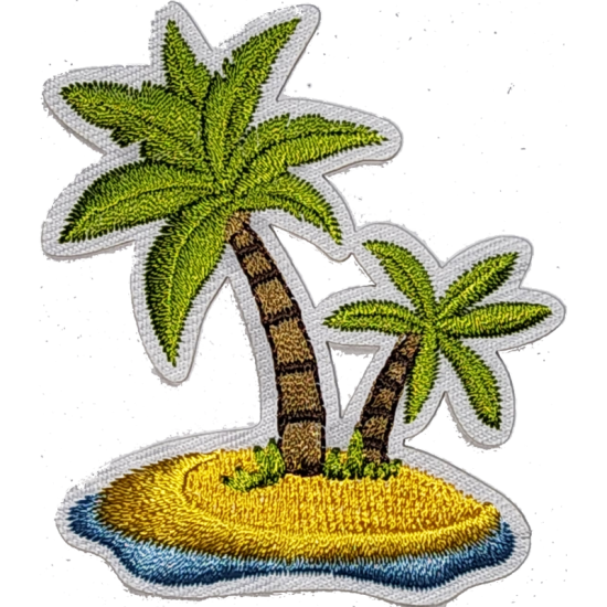 Green Brown Yellow Blue Outline Palm Trees with Island I/O
