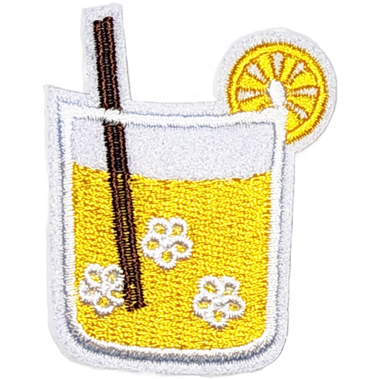 White Yellow Brown Outline Drink with Lemon Slice I/O