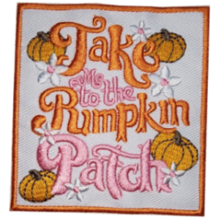 Gray Orange Pink Yellow White Outline Text Take Me to the Pumpkin Patch I/O