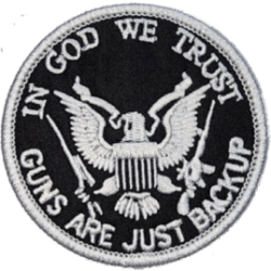 Black White Outline Eagle with Text IN GOD WE TRUST GUNS ARE JUST BACKUP I/O