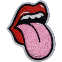 Red Pink Black Outline Tongue with White Teeth I/O