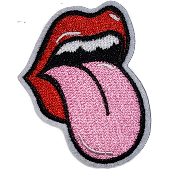 Red Pink Black Outline Tongue with White Teeth I/O