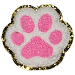 White Pink Gold Outline Paw Print I/O