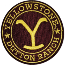 Maroon Yellow Outline Logo with Text YELLOWSTONE DUTTON RANCH I/O