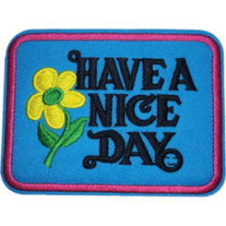 Blue Yellow Green Black Outline Flower with Text HAVE A NICE DAY I/O